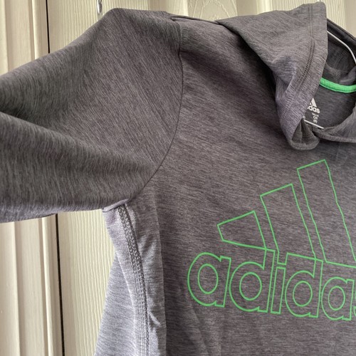 ADIDAS HEATHER GRAY POLY LIGHTWEIGHT HOODED PULLOVER TOP SZ YOUTH SMALL (8) - Picture 6 of 11