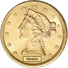 US Gold $5 Liberty Head Half Eagle - BU - Random Date