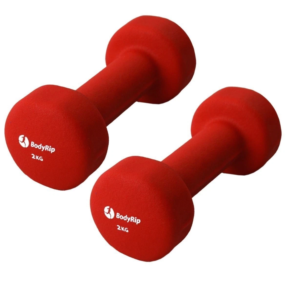 BodyRip Neoprene Hand Weight Dumbbells 2 x 2KG Home Gym Non Slip