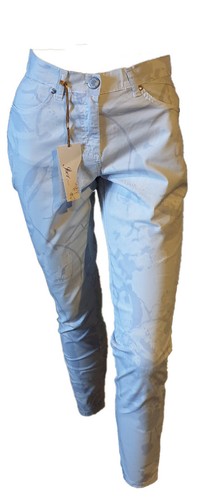 Pantalone Capri Jeans Stampa Floreale Leggero Estivo Donna IBER Azzurro 42  W28 | eBay