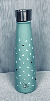 SIP By Swell Sea Foam Green Geometric Tiny Triangles Water Bottle 15 oz