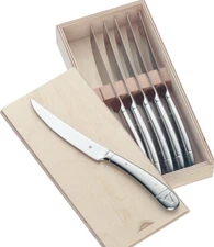 WMF 6-Piece Stainless Steel Steak Knives Set with Wooden Gift Box NEW