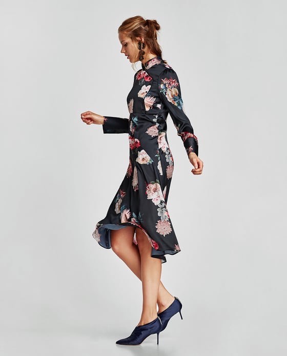 関税なし 送料無料 Dress ZARA NEW WOMAN MIDI FLORAL ZW COLLECTION PRINT DRESS
