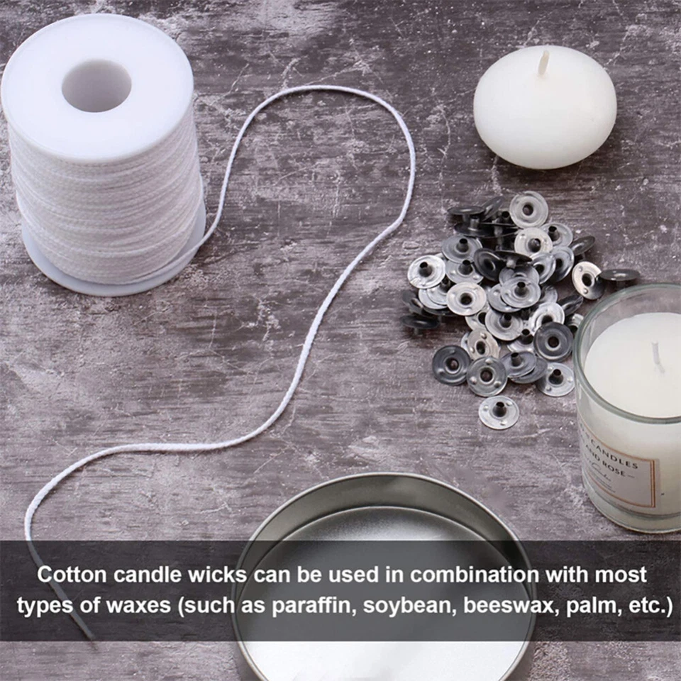 Candle Wicks Kit Pre Waxed Tabs Low Smoke Sustainers Cotton Tabs Core Holder DIY - image 2 of 4