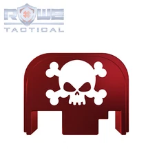 Rowe Tactical Rear Slide Cover Plate for Glock Gen 1-4 -Red - Skull & Crossbones
