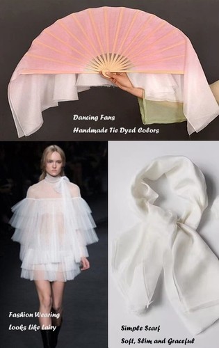 39 Inch X 35 Inch Silk Ponge Natural White Real Silk Chiffon Sheer Fabric Thin - Picture 6 of 6