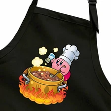 Bib Apron Pocket Kitchen Cooking Grill Baking BBQ Gift Chef Funny Kirby Cooking