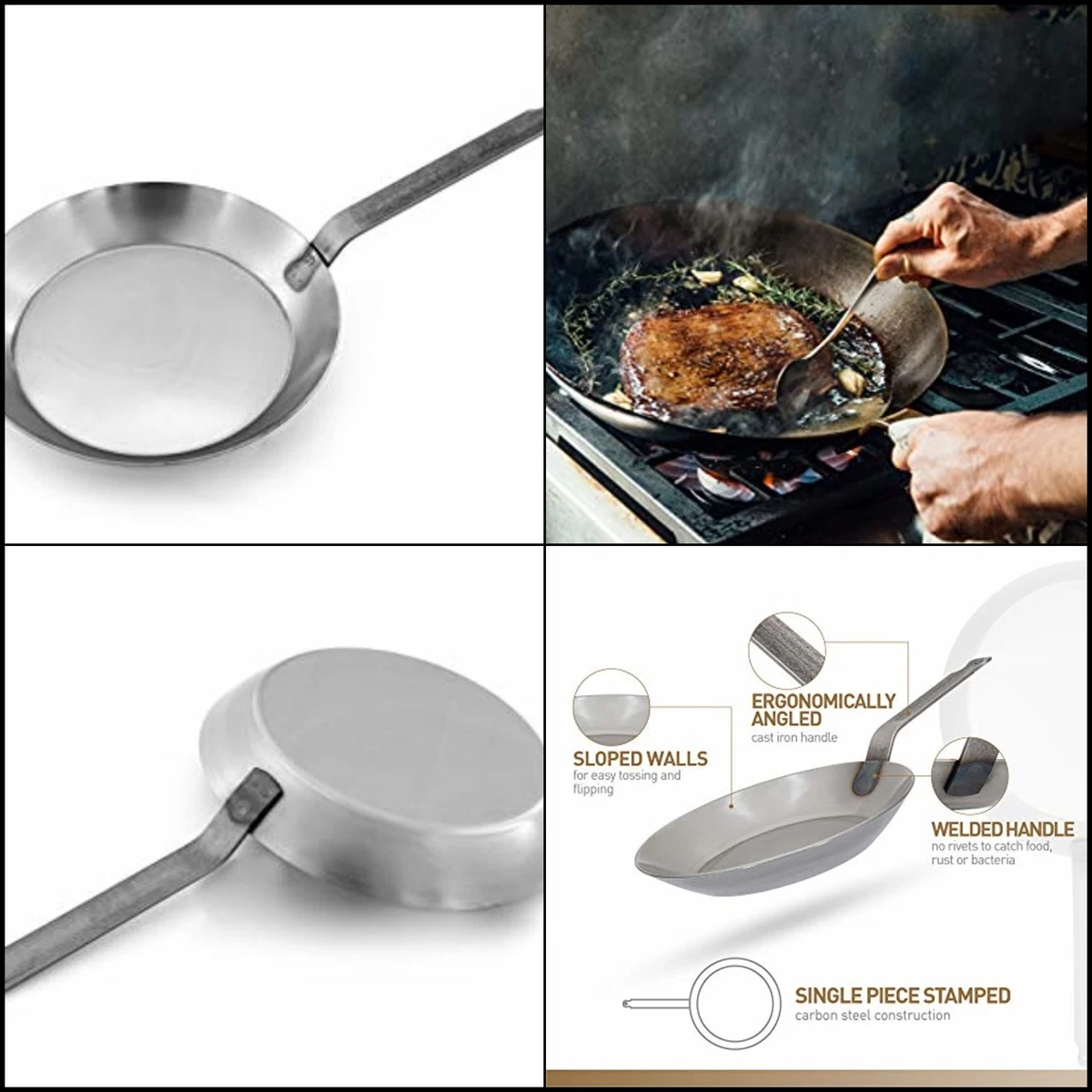  de Buyer MINERAL B Carbon Steel Fry Pan - 8” - Ideal for  Searing, Sauteing & Reheating - Naturally Nonstick - Made in France: Stir  Fry Pans: Home & Kitchen