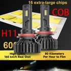 Pair H11 H9 H8 LED Headlight Kit COB Bright Bulbs Kit White HIGH/LOW Beam 6500K
