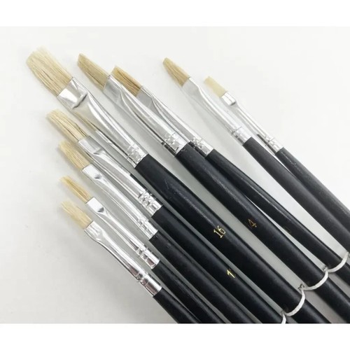 Paint Brush Set 9 Flat Head Tipped Thick Thin Art Hobby Model craft - Picture 4 of 4