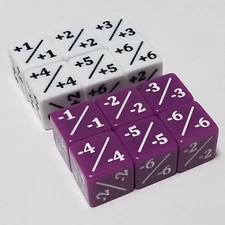 12x Counters White +1/+1 & Purple -1/-1 Dice for Magic: The Gathering CCG MTG