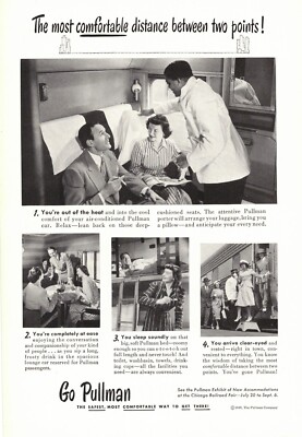 1948 PULLMAN RAILROAD Vintage Print Ad Train Railway Sleeper