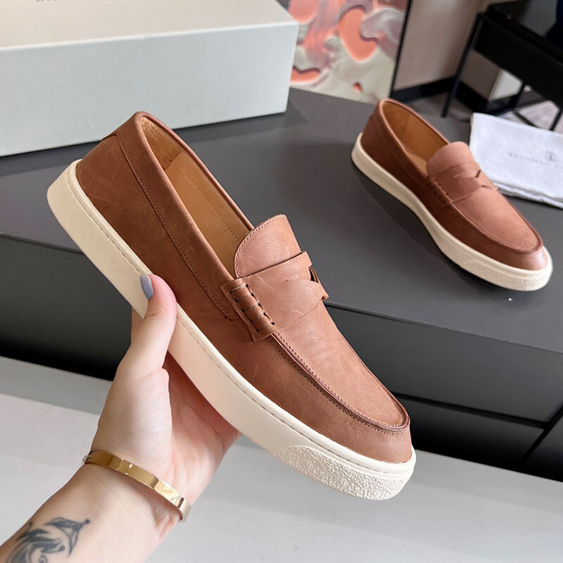 SAOLA Mocassini uomo B r u n e llo newCuci nelli traspiranti casual pelle suola morbida