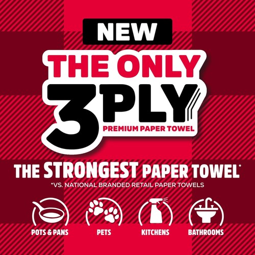 Brawny Tear-A-Square 3-Ply Paper Towels, 6 Double Rolls = 12 Regular Rolls, S... - Picture 2 of 9