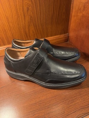 Dr. Comfort Frank 6210 Men's Black Leather Loafers Hook & Loop US 13W EU 47.5