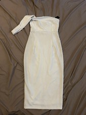 Lulu’s Hold Your Attention One Shoulder Sleeveless Midi White Dress Womens Small