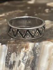 Vintage Sterling Silver Tribal Pattern Band Ring Size 6