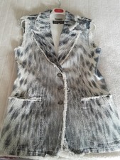 Roberto Cavalli. Weste lang. Denim, Damen. Leopardenmuster. Grösse M. Vintage