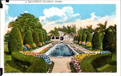 1920s Florida Home Postcard Duval News Co Jacksonville Garden Estate Boom