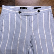 Banana Republic Avery Linen Pants Womens 2 Blue Striped Stretch Beach Trouser