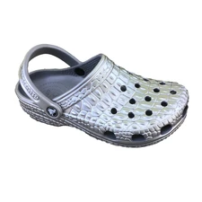 NWT Crocs Classic Metallic Crocskin Geometric Clog Silver Women Size 7