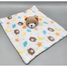 Magic Years Bear Baby Security Blanket Lovey White Star Moon Fleece Plush Orange