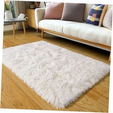  2x3 Area Rugs for Bedroom, Cream White Small Throw Rug for Dorm, Soft Fluffy 