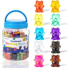100 Pcs Translucent Counting Bears - 10 Colors - Kindergarten Classroom  Lig...