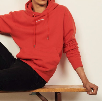 Sandro Paris Herren Hoodie rot bestickt Logo Baumwolle Größe XS SHPSW00154