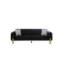 Moderner Schwarzer Dreisitzer Mit Edelstahl Polster Couch Sofas Design