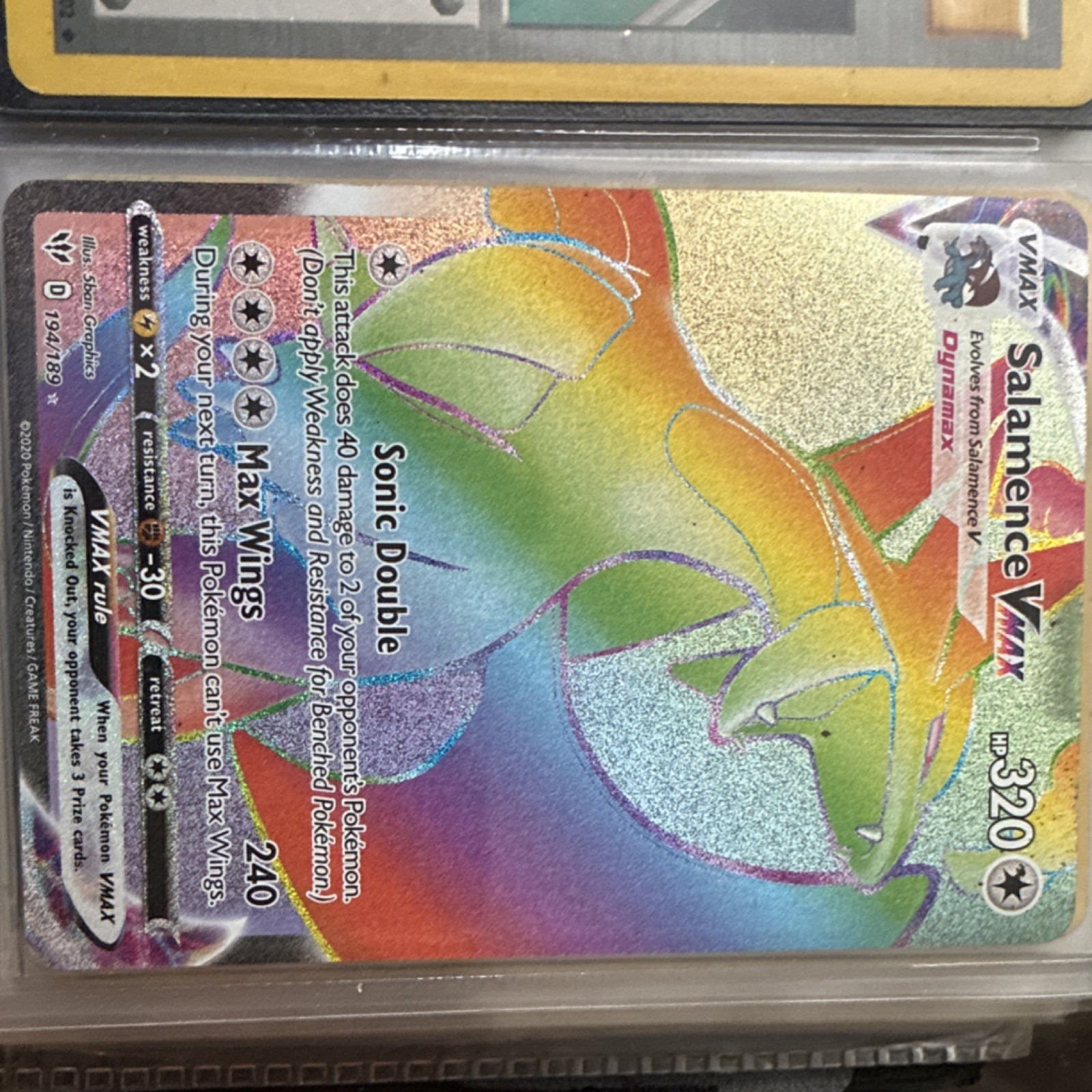 Pokémon Salamence VMAX 194/189 Swsh03 Darkness Ablaze Secret Rare Holo 320/240