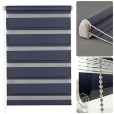 Day & Night Zebra Vision Window Roller Blinds ↔ 30-140cm ↕ 150cm+230cm Navy Blue