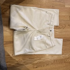 Good American Women's Good Icon Faux Leather Pants Bone Size 12/31