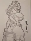 HUNTRESS Batman DC Comics Cute Girl Original Sketch Pinup - DaiKon Art