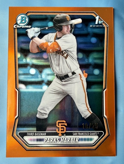 Parks Harber 1st Orange Refractor 10/25 Giants 2026 Bowman Chrome Baseball