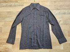 vintage 1970's Roland medium / large brown slub speckled fabric contoured shirt