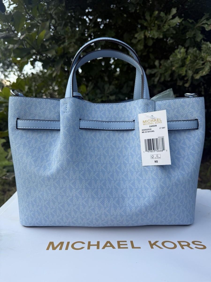 マイケル・コース（Michael Kors）/CARSON MD CZ SATCHEL サッチェル Michael Kors purse Carson Medium CZ Satchel Light Sky Mk Logo