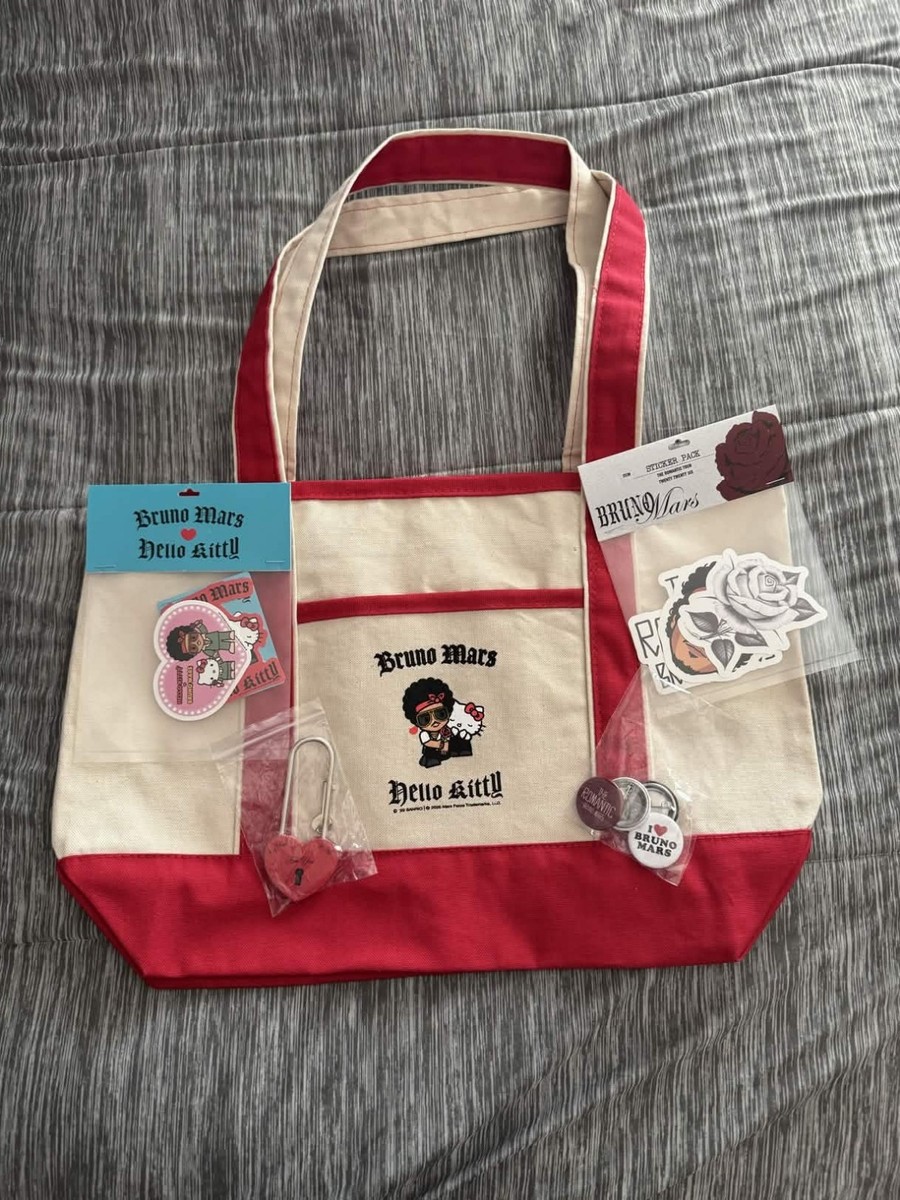 Bruno Mars Romantic Tour Merch Bundle – Tote/Lock/Stickers Las