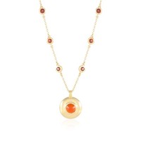 Cavill Karneol Halskette Silber 925 Vergoldet 0,9Ct Karneol 6 Granate Rund