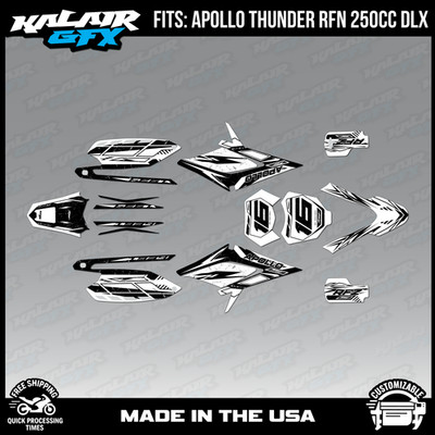 Graphics Kit for Apollo RFZ Thunder 250 (All) Guard Series-WHITE