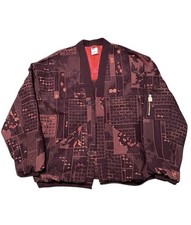 New Nike Naomi Osaka Jacquard Oversized Jacket Burgundy Women  s Sz XL FV7795-652