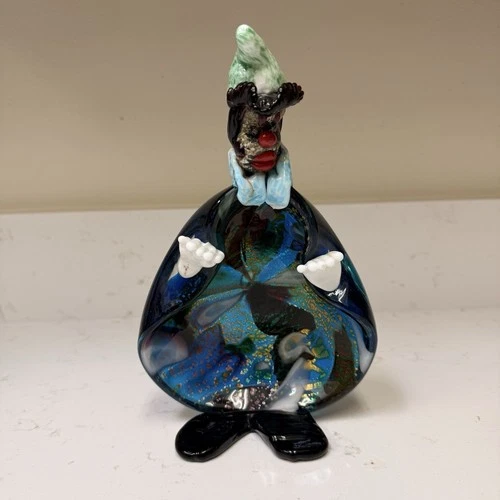 MURANO Italian Art Glass Clown Ashtray Sticker J.I.Co Italy Rare vintage