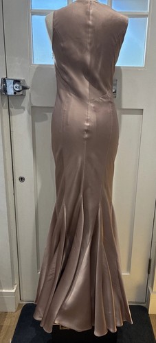 KAREN MILLEN Evening Dress Dusky Pink Satin Full Length Fishtail Size 10-12 Uk - Picture 9 of 23