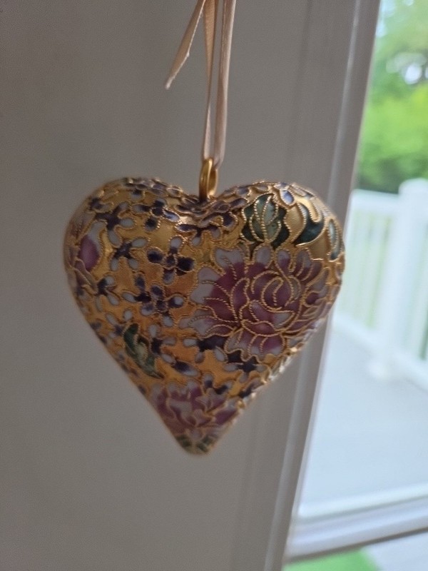 Vintage Cloisonne Heart Shaped Ornament