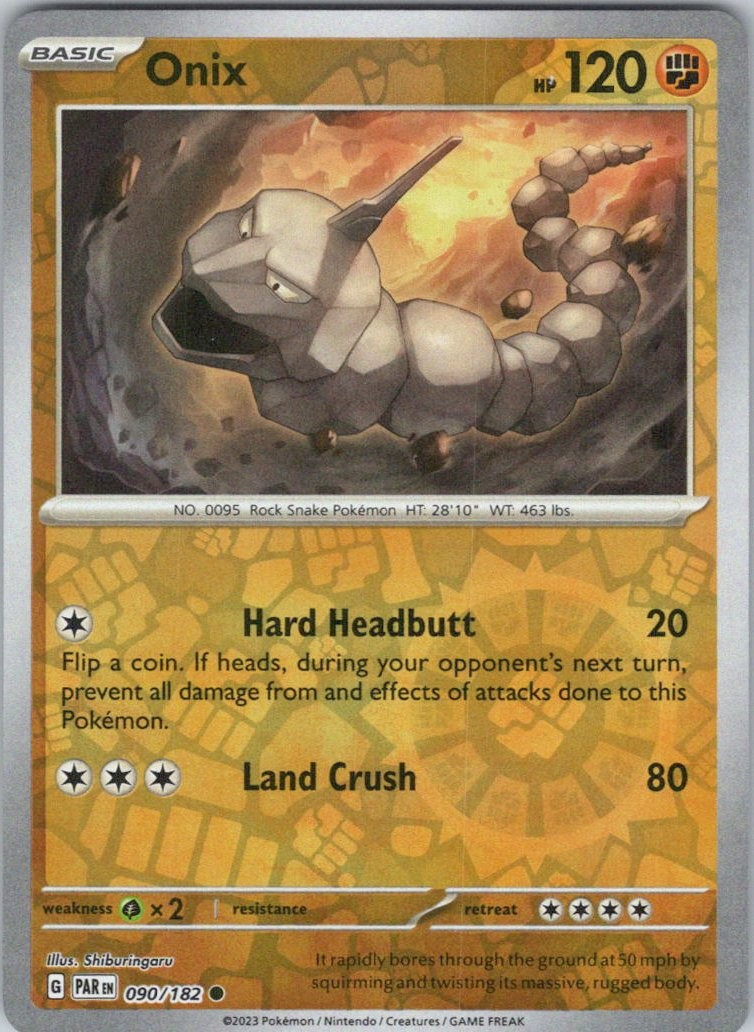 Onix #90/182 (Reverse Holo) (LP) SV04: Paradox Rift PAR Pokemon