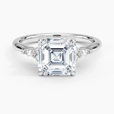 2.00 Ct Asscher Cut E VS1 Perfect Fit Lab Grown Diamond Ring in 14K White Gold