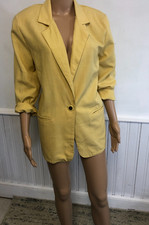 vtg Bobbie Brooks Boyfriend Blazer 8/10 Oversized Unlined Pockets Yellow 80s 90s