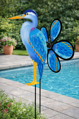 Blue Heron Wind Spinner Garden Stake Spin Critter Yard Decor 23 