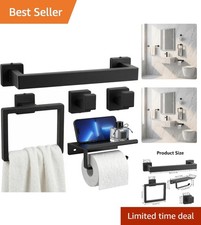Matte Black 5-Piece Bathroom Accessories - Effortless Installation Included