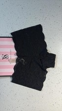 NWT VINTAGE VICTORIAS SECRET Black Lace Boy Short Panties Size S